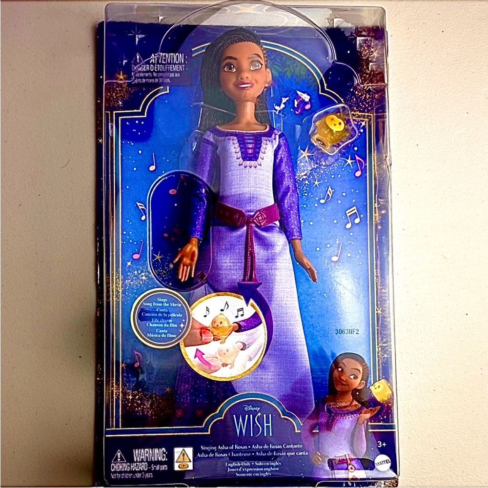 Disney Singing Asha Wish Doll in Purple Dress